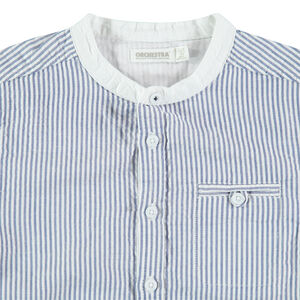 Chemise manches courtes à rayures et col rond 