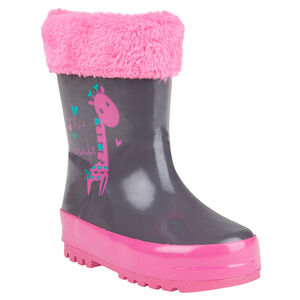 Bottes de pluie grises avec print girafe et revers en fausse fourrure du 20 au 23 