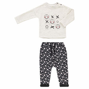 Jogging avec tee-shirt print Smiley et pantalon en molleton doublé sherpa 