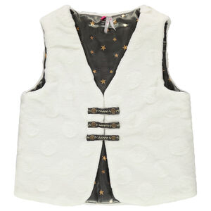 Gilet sans manches en sherpa à pois reliéfés et doublure satin 