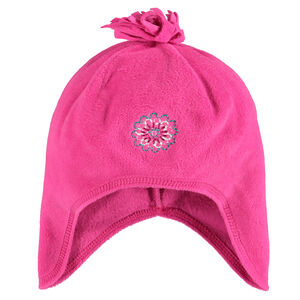 Bonnet cache-oreilles micropolaire avec pompon et broderie 