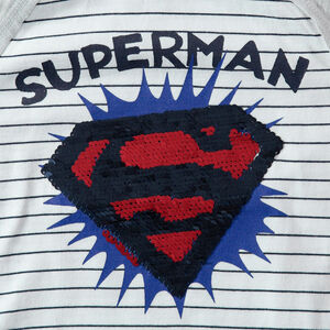 Tee-shirt manches courtes raglan avec logo Warner Superman en sequins magiques 