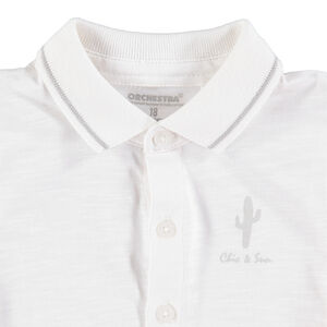 Polo manches longues en jersey slub avec print cactus 