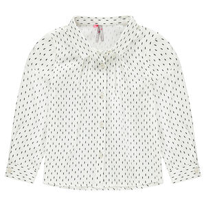 Chemise manches longues en voile façonné imprimée all-over 