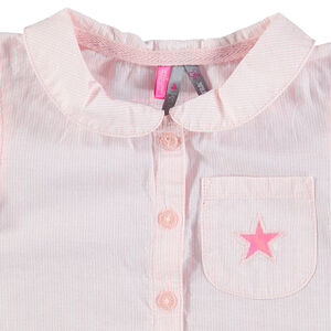 Chemise manches courtes à fines rayures avec liens à nouer 