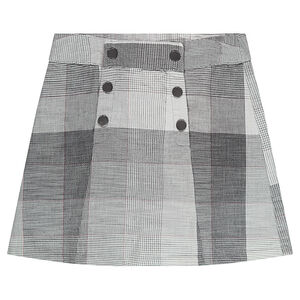 Jupe à carreaux avec double ouverture pressionnée 