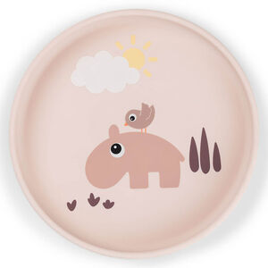 Assiette en silicone avec ventouse Playground Rose 