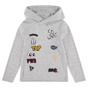 Junior - Tee-shirt manches longues en maille fantaisie avec message printé 