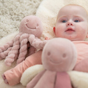 Peluche pieuvre poils courts Rose Poudré 