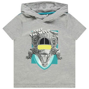 T-shirt manches courtes à capuche print crocodile  