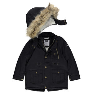 Parka en twill doublée sherpa à capuche amovible 