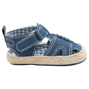 Sandales souples avec doublure vichy et semelle effet paille 