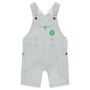 Salopette short rayée avec badge en gomme  