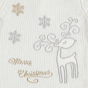 Pull chenille à broderies esprit Noël dorées et argentées 