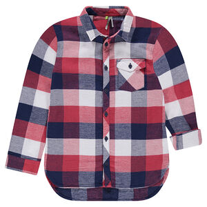 Junior - Chemise manches longues à carreaux et poche 