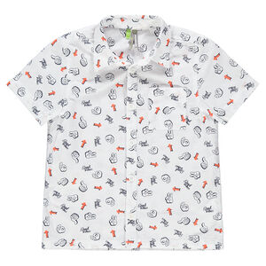 Chemise manches courtes avec imprimés all-over et poche 