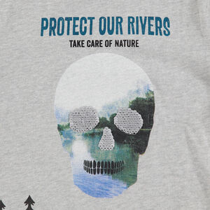 T-shirt manches longues en jersey avec tête de mort à sequins magiques 