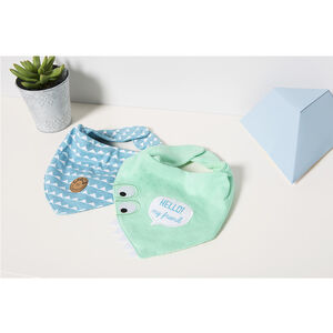 Lot de 2 bavoirs en jersey forme bandana 