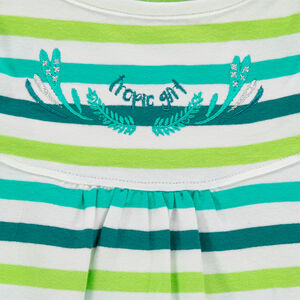 Robe en coton avec rayures contrastées all-over et épaules ajourées 