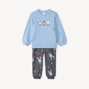 Ensemble jogging molleton motif ski pour bébé garçon 