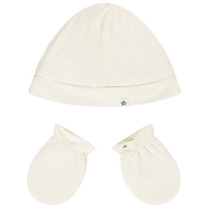 Ensemble bonnet + moufles avec étiquette étoile pour bébé 
