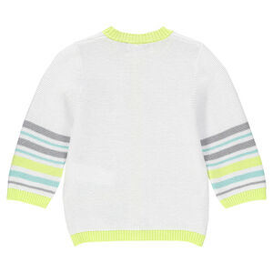 Gilet en tricot avec rayures et ourson brodé 