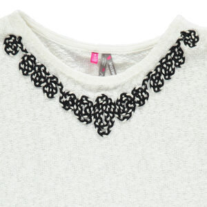 Sweat cape effet crêpe avec franges et broderie 