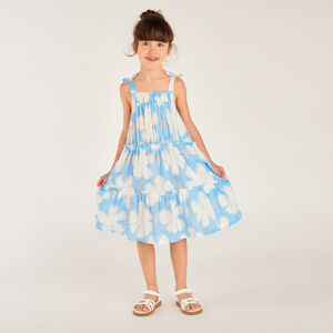 Robe à bretelles en seersucker imprimé fleuri fille 