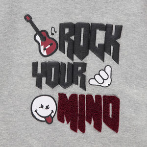 Sweat en molleton avec texte en relief et print Smiley 