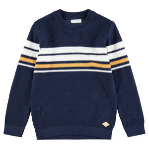 Pull en tricot avec bandes contrastées 