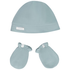 Ensemble bonnet + moufles uni pour bébé 