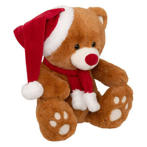 Peluche Ours brun avec bonnet 25cm 