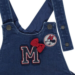 Salopette en denim avec doublure à pois et badges Minnie Disney  