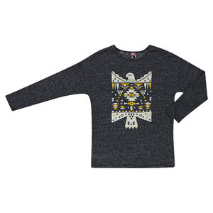 Junior - Tunique fendue effet neige avec print esprit ikat 