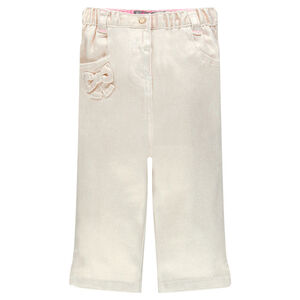 Pantacourt en twill doré et poches coeurs 