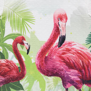 Robe manches courtes en voile de coton avec flamants roses printés 