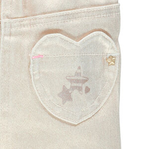 Pantacourt en twill doré et poches coeurs 