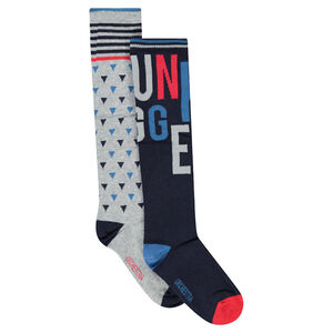 Lot de 2 paires de chaussettes hautes avec motifs en jacquard 