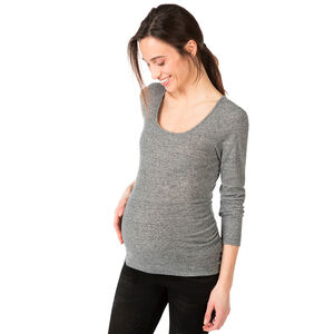 Tee-shirt manches longues de grossesse chiné côtelé 