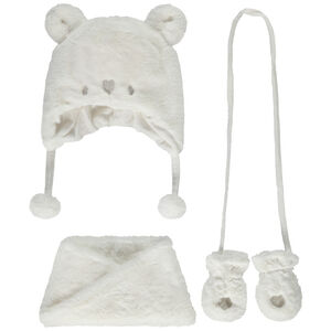 Set 3 pièces ourson en sherpa pour bébé fille 