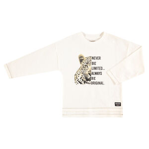 Tee-shirt manches longues en jersey avec léopard et texte printés  