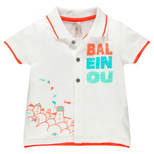 Polo manches courtes à fines rayures avec patchs 