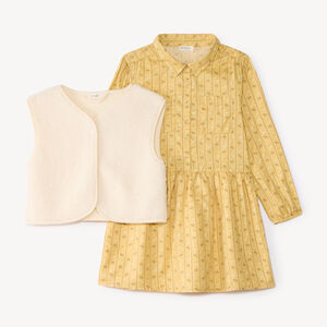 Ensemble 2 pièces robe chemise manches longues et gilet sherpa 