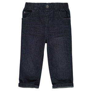 Jeans coupe droite effet used et crinkle  