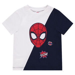 Tee-shirt manches courtes en jersey bicolore avec tête brodée  Marvel Spiderman  