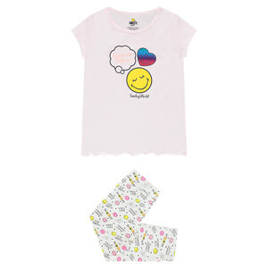 Pyjama en jersey avec print Smiley et coeur pailleté 