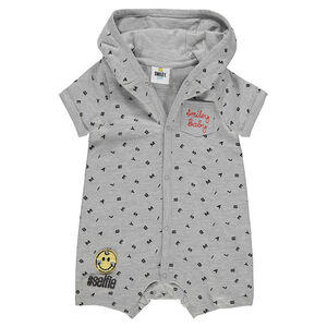 Combinaison courte à capuche avec lettres all-over et badge Smiley  