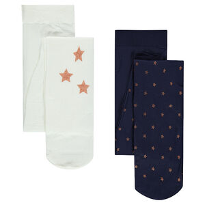 Lot de 2 collants fins avec étoiles pailletées 