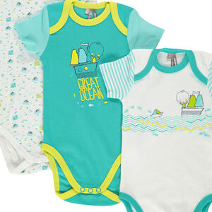 Lot de 3 bodies manches courtes avec print fantaisie esprit marin 
