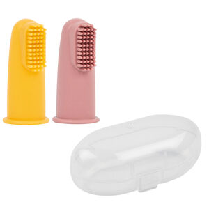 Lot de 2 brosses à dents en silicone - Rose/Ocre 